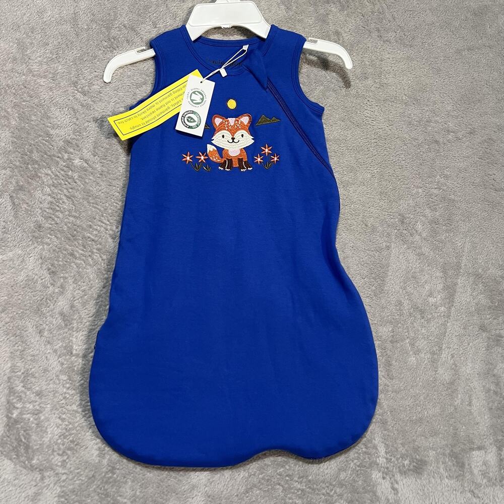 Lovie Dovi Sleep Sack Infant 0-6 Months Blue Organic Cotton Wearable Blanket Fox